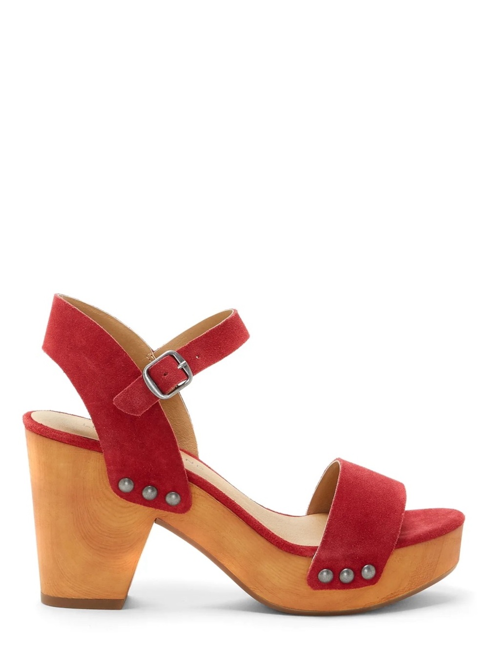 Trisa Leather Heel Red Suede Ankle-Strap Platform Sandal size 10 Boho